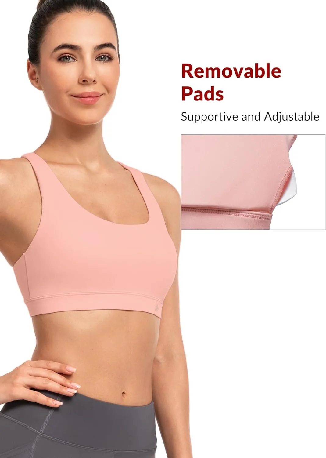 Yvette Yoga Sports Bras for Women Light Support Sexy Criss Cross Back Bra with Removable Pad