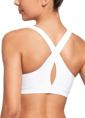Yvette Yoga Sports Bras for Women Light Support Sexy Criss Cross Back Bra with Removable Pad