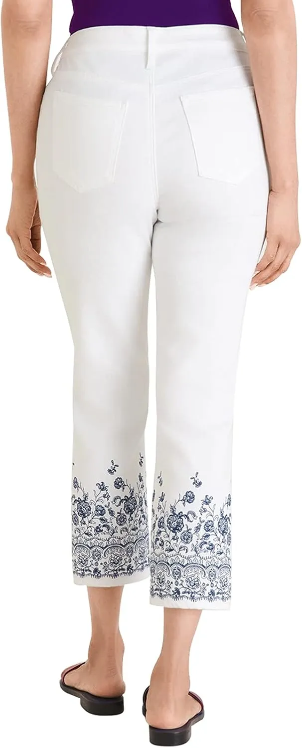 ZENTHACE Women's Mid Rise Stretchy Capri Jeans
