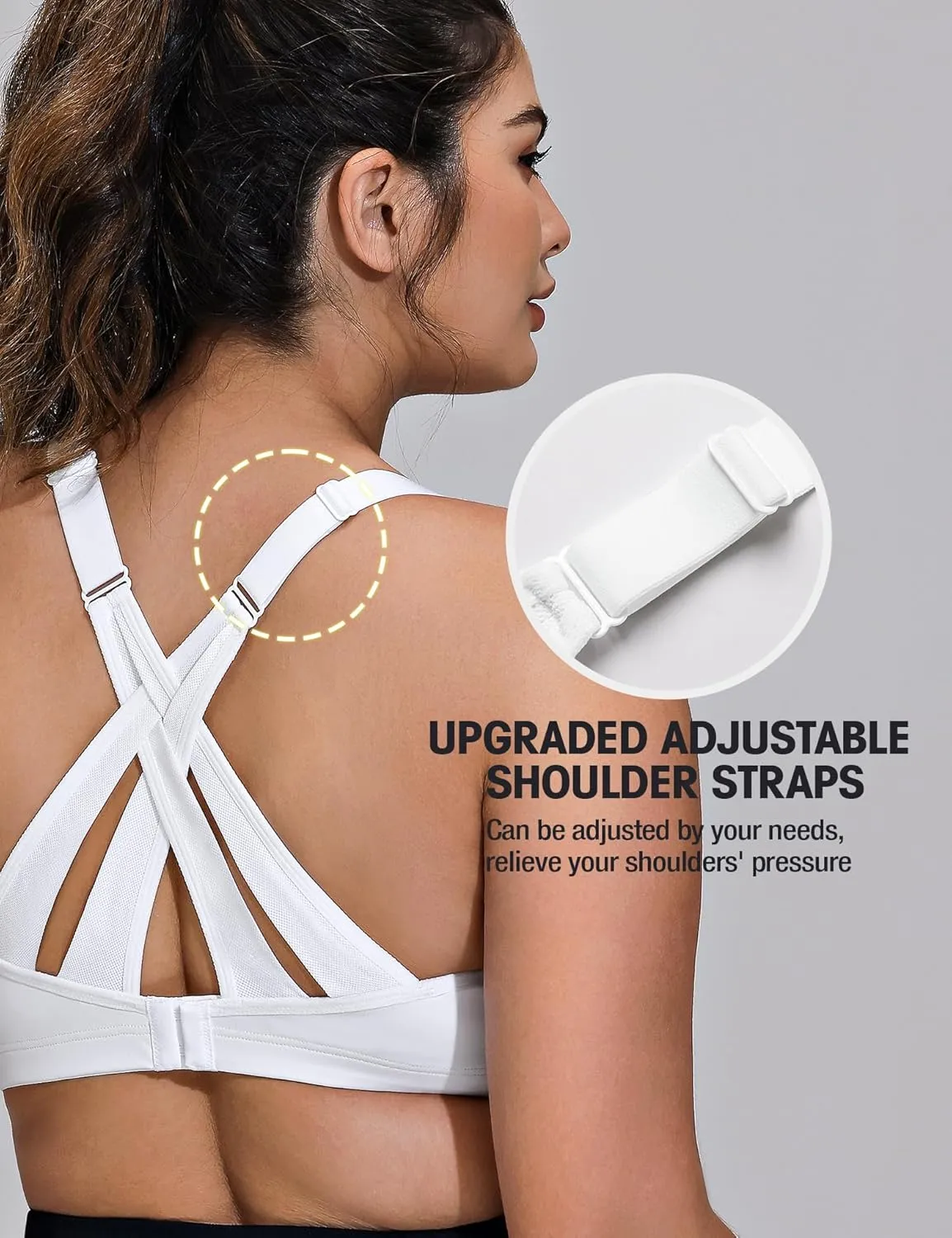 ZeroBound Women's High Impact Sports Bra Criss-Cross Back Full Coverage