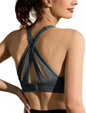 ZeroBound Women's High Impact Sports Bra Criss-Cross Back Full Coverage