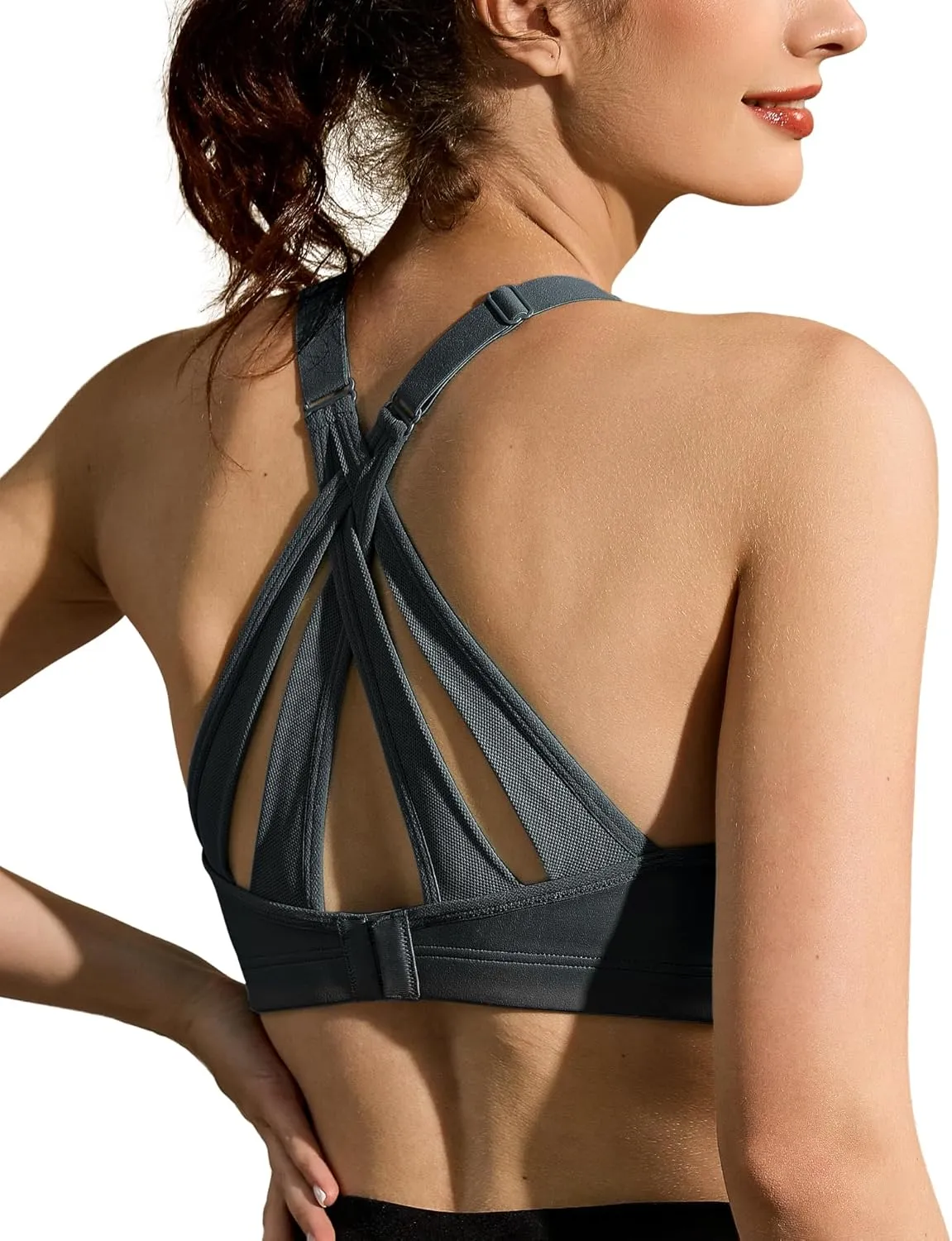 ZeroBound Women's High Impact Sports Bra Criss-Cross Back Full Coverage