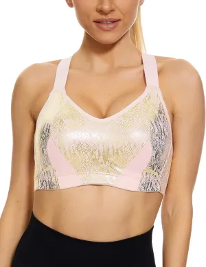 ZeroBound Women's High Impact Sports Bra Criss-Cross Back Full Coverage