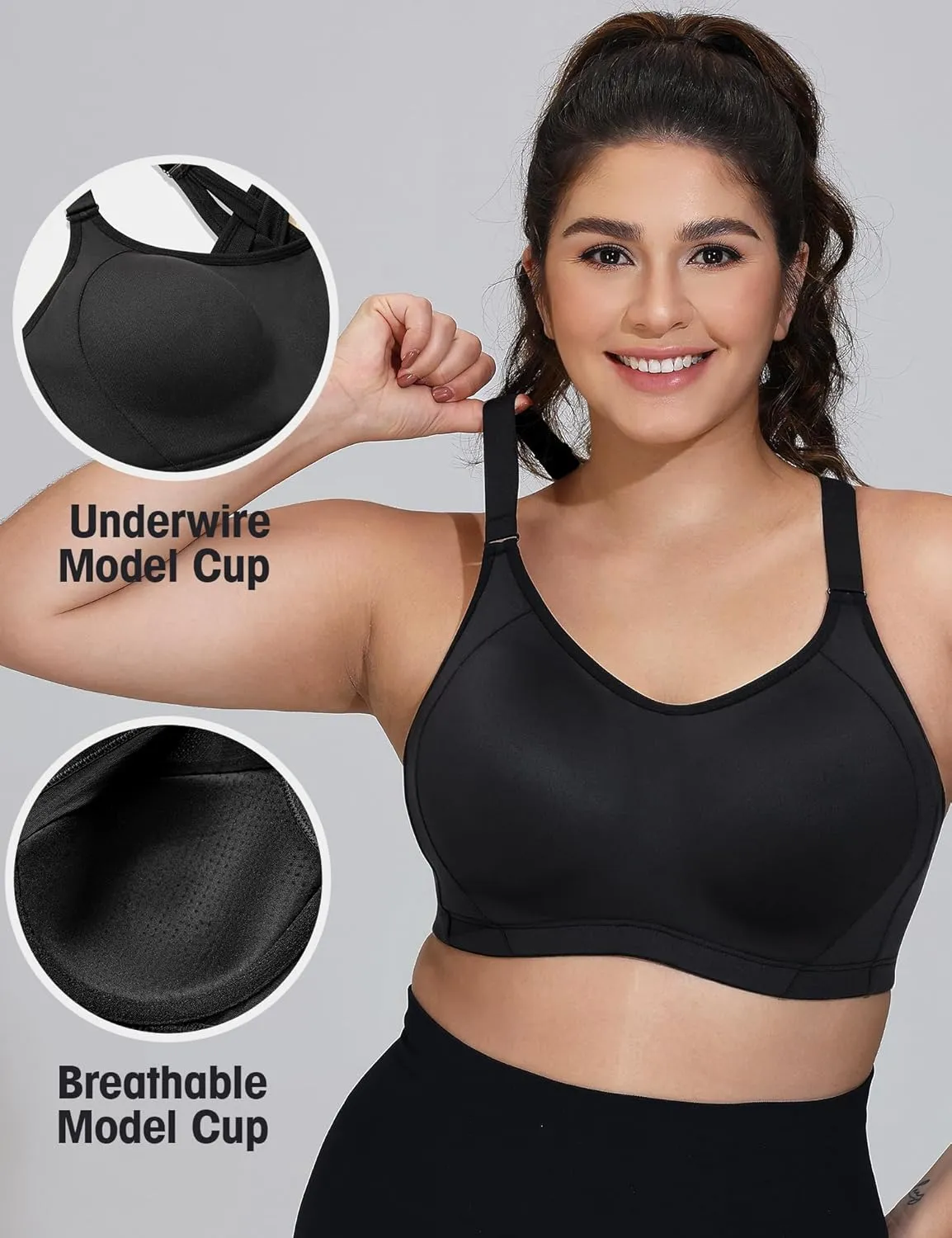 ZeroBound Women's High Impact Sports Bra Criss-Cross Back Full Coverage