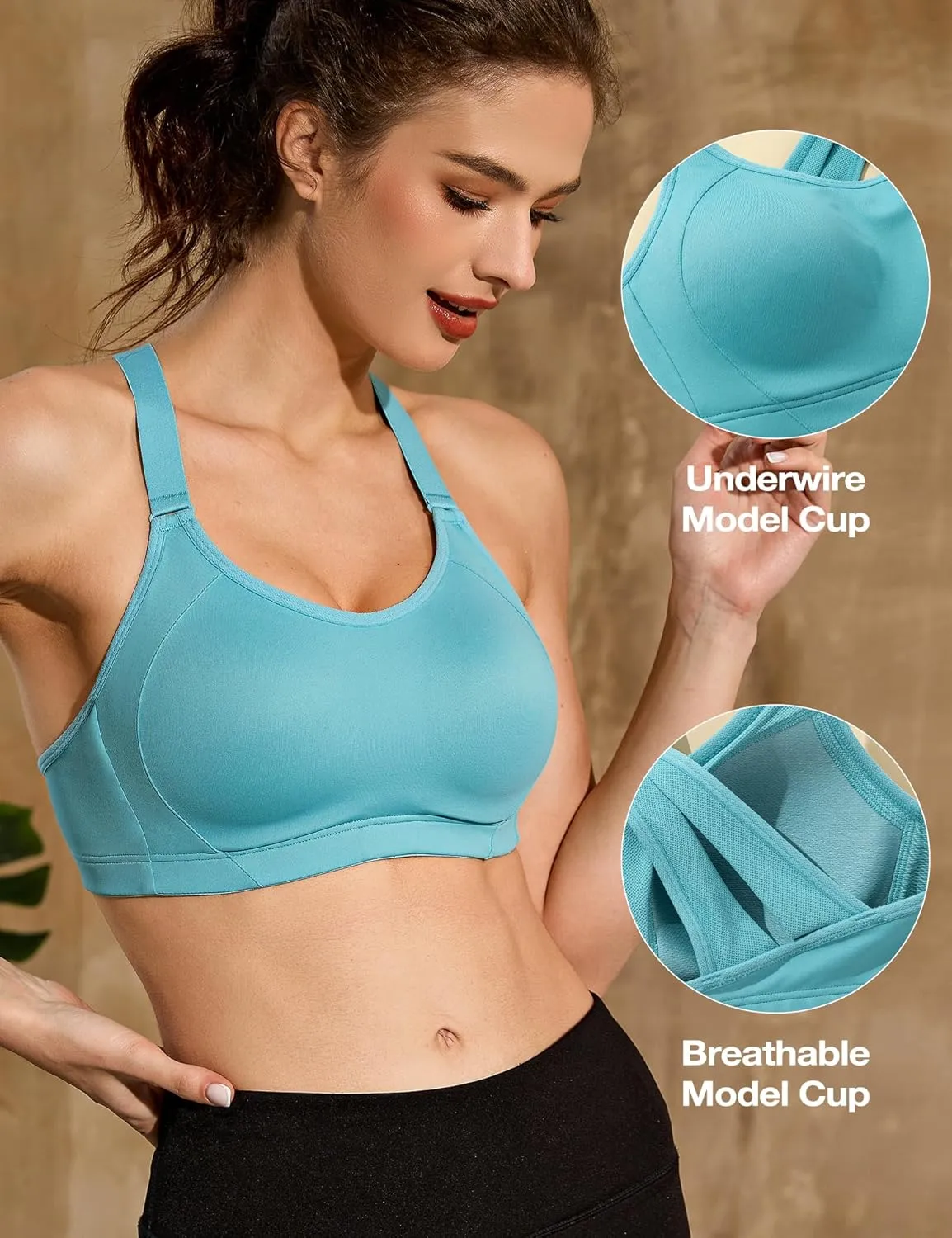 ZeroBound Women's High Impact Sports Bra Criss-Cross Back Full Coverage