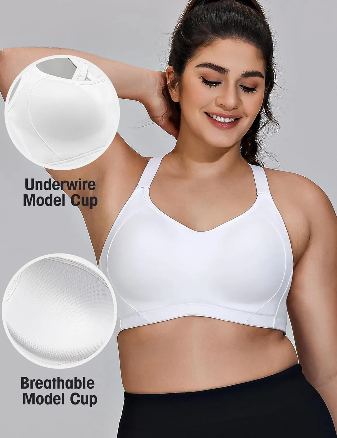 ZeroBound Women's High Impact Sports Bra Criss-Cross Back Full Coverage