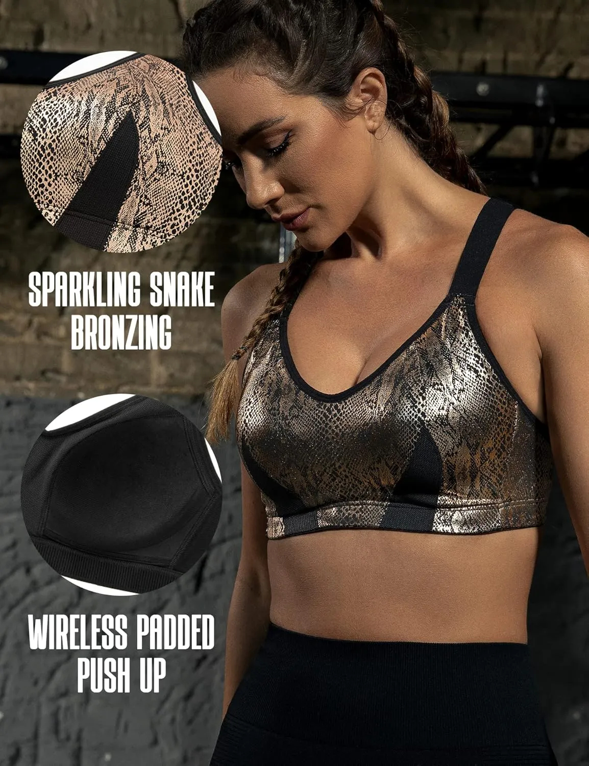 ZeroBound Women's High Impact Sports Bra Criss-Cross Back Full Coverage