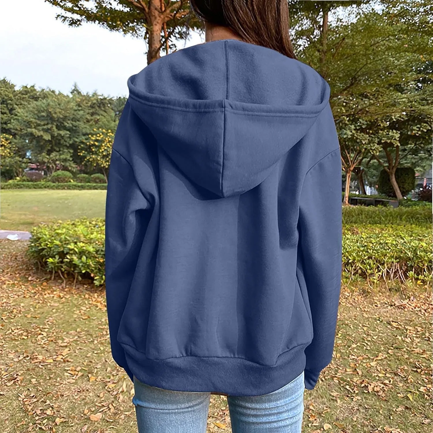 Zip Up Hoodies for Women Long Sleeve Fall Oversized Sweatshirts Fleece Y2K Jacket with Pockets 2024 Fashion Clothes