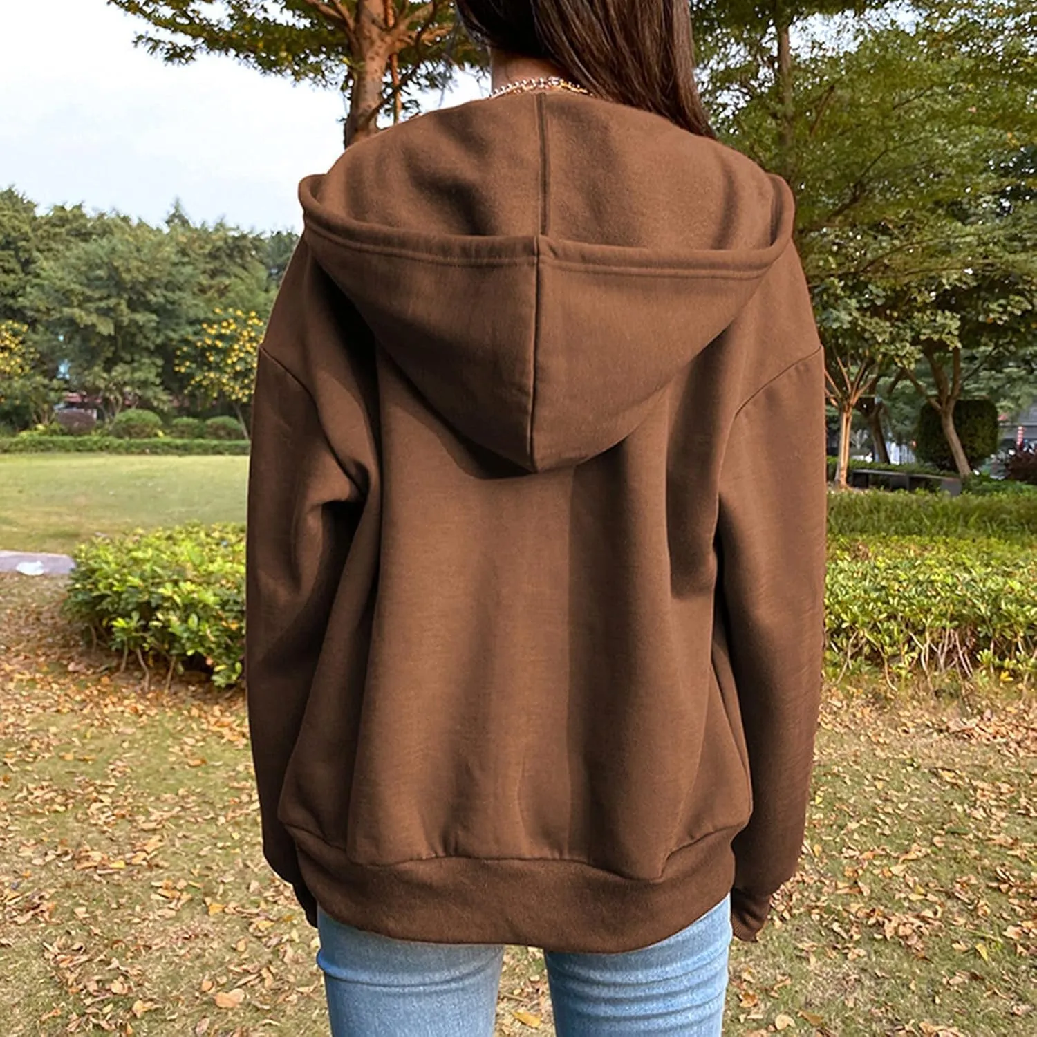 Zip Up Hoodies for Women Long Sleeve Fall Oversized Sweatshirts Fleece Y2K Jacket with Pockets 2024 Fashion Clothes
