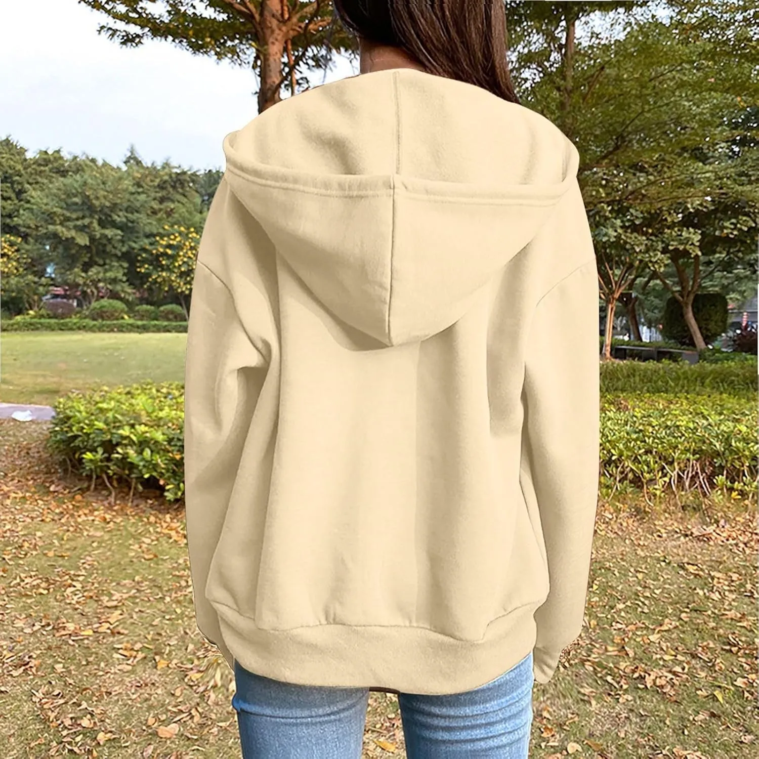 Zip Up Hoodies for Women Long Sleeve Fall Oversized Sweatshirts Fleece Y2K Jacket with Pockets 2024 Fashion Clothes