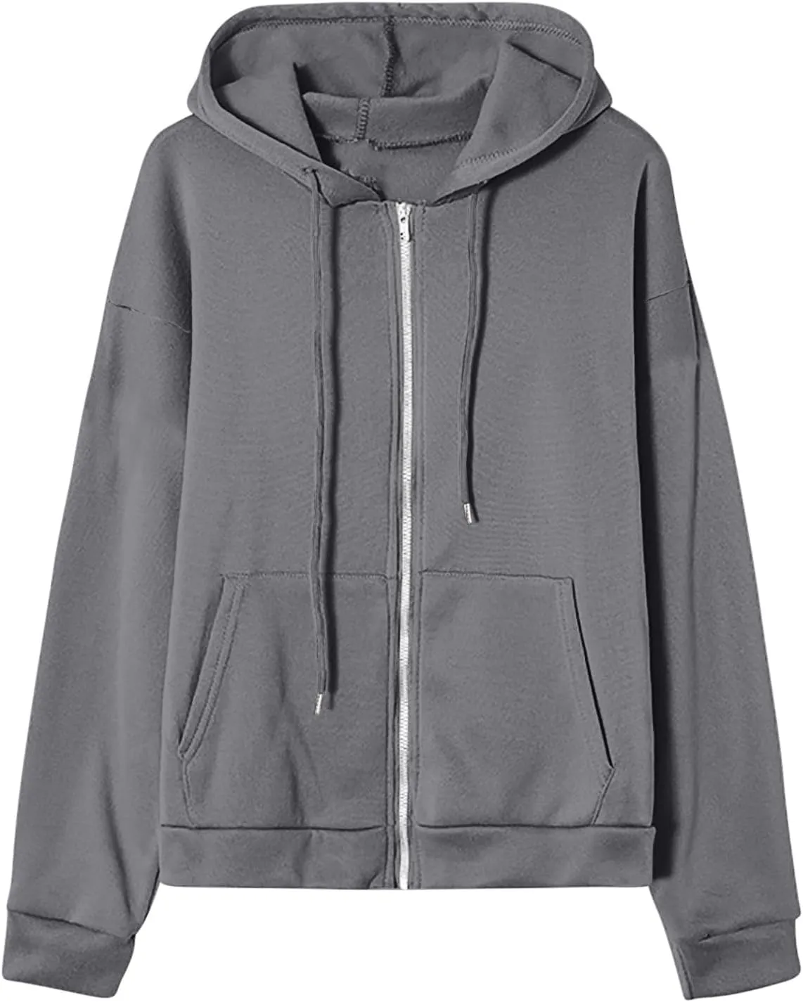 Zip Up Hoodies for Women Long Sleeve Fall Oversized Sweatshirts Fleece Y2K Jacket with Pockets 2024 Fashion Clothes