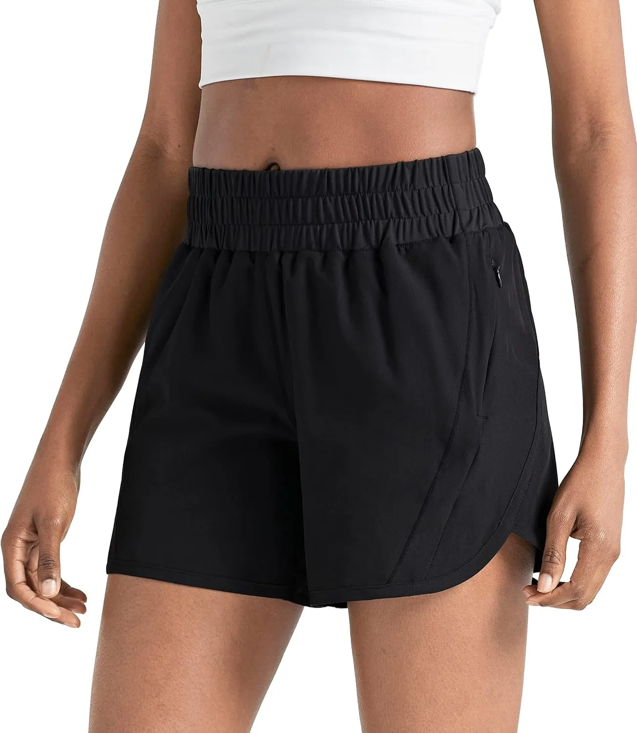 ZUTY 5" Athletic Running Shorts for Women with Zipper Pocket High Waisted Quick Dry Workout Gym Shorts with Liner