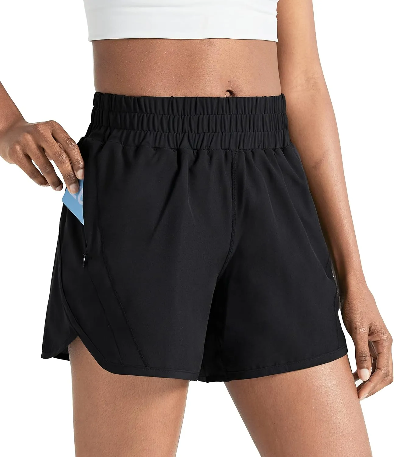 ZUTY 5" Athletic Running Shorts for Women with Zipper Pocket High Waisted Quick Dry Workout Gym Shorts with Liner