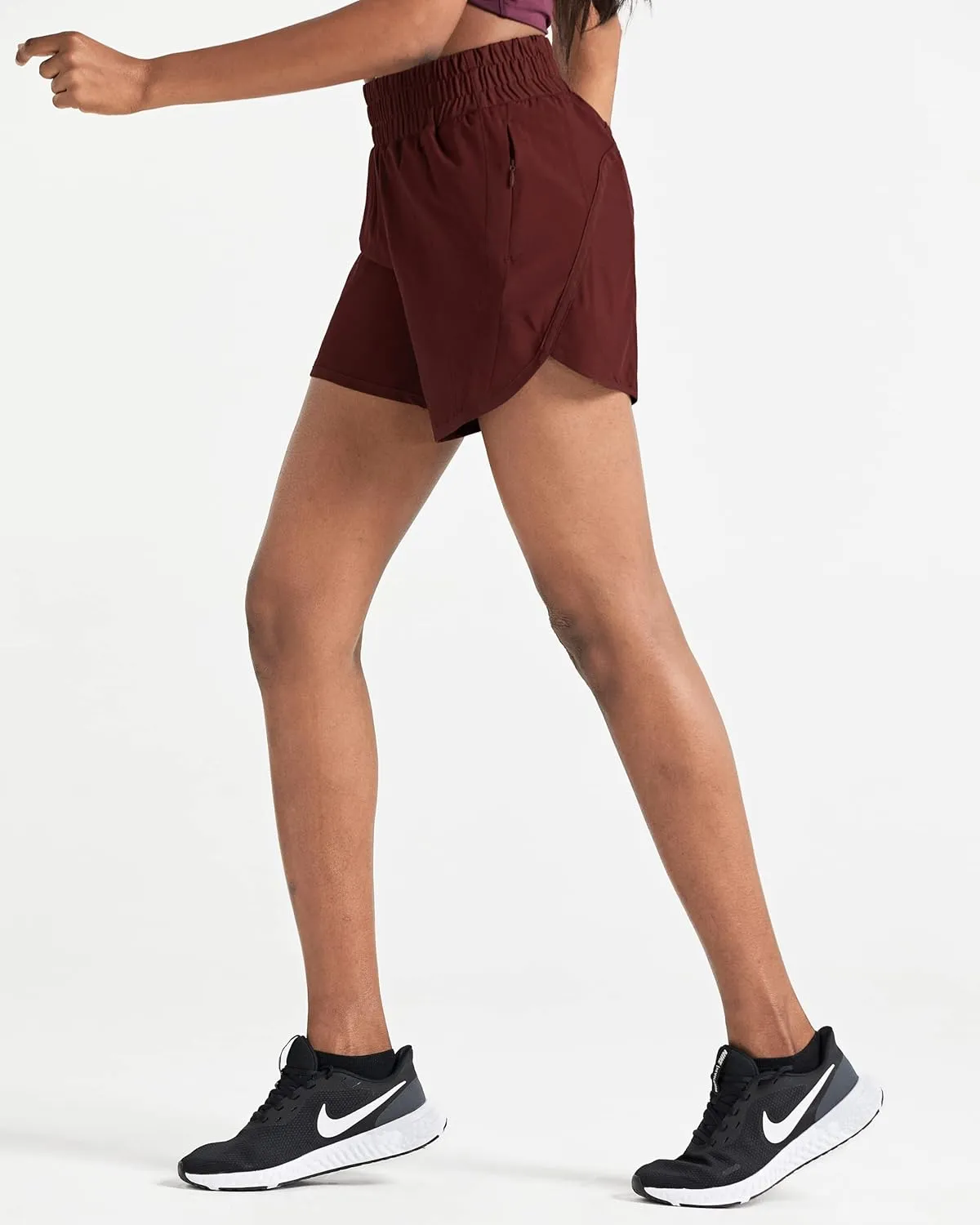 ZUTY 5" Athletic Running Shorts for Women with Zipper Pocket High Waisted Quick Dry Workout Gym Shorts with Liner