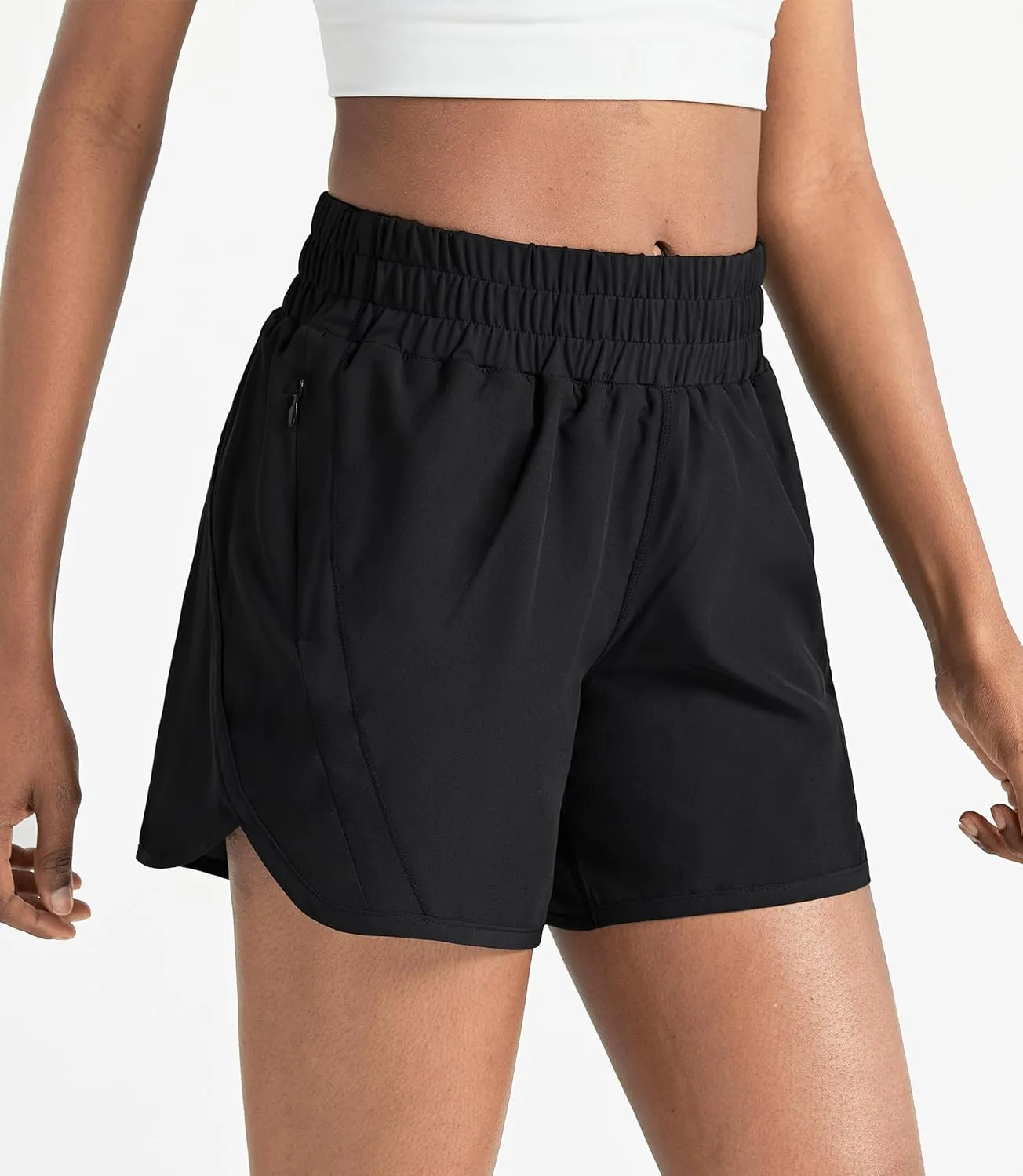 ZUTY 5" Athletic Running Shorts for Women with Zipper Pocket High Waisted Quick Dry Workout Gym Shorts with Liner