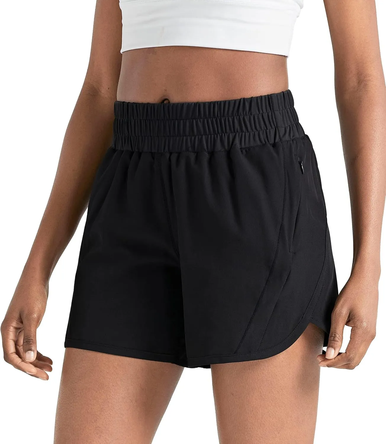 ZUTY 5" Athletic Running Shorts for Women with Zipper Pocket High Waisted Quick Dry Workout Gym Shorts with Liner