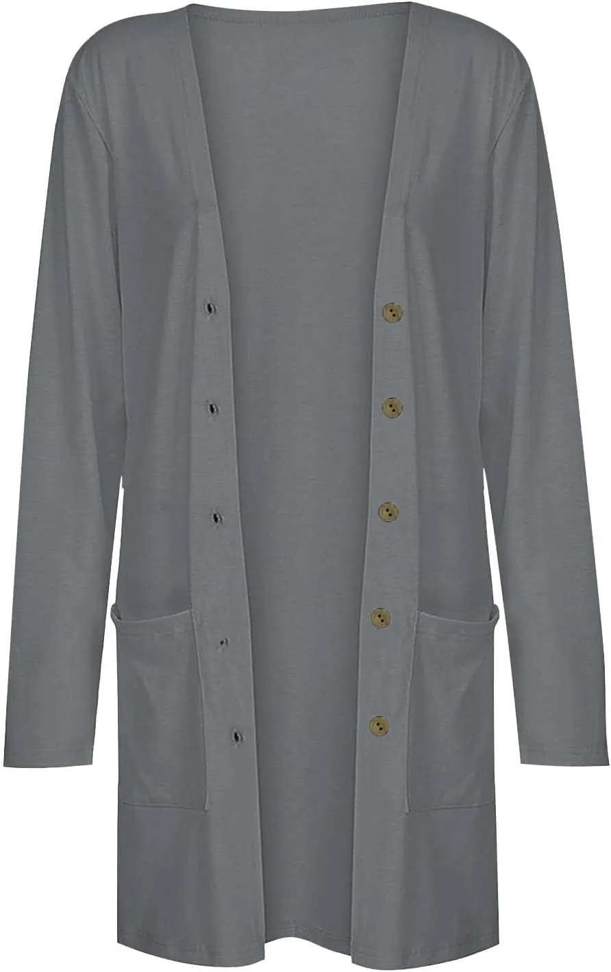 ZYXTIM Womens Cardigans Lightweight Long Sleeve Button Down Pockets, 2024 Fall Cardigan Jackets for Women Trendy Work Shirts