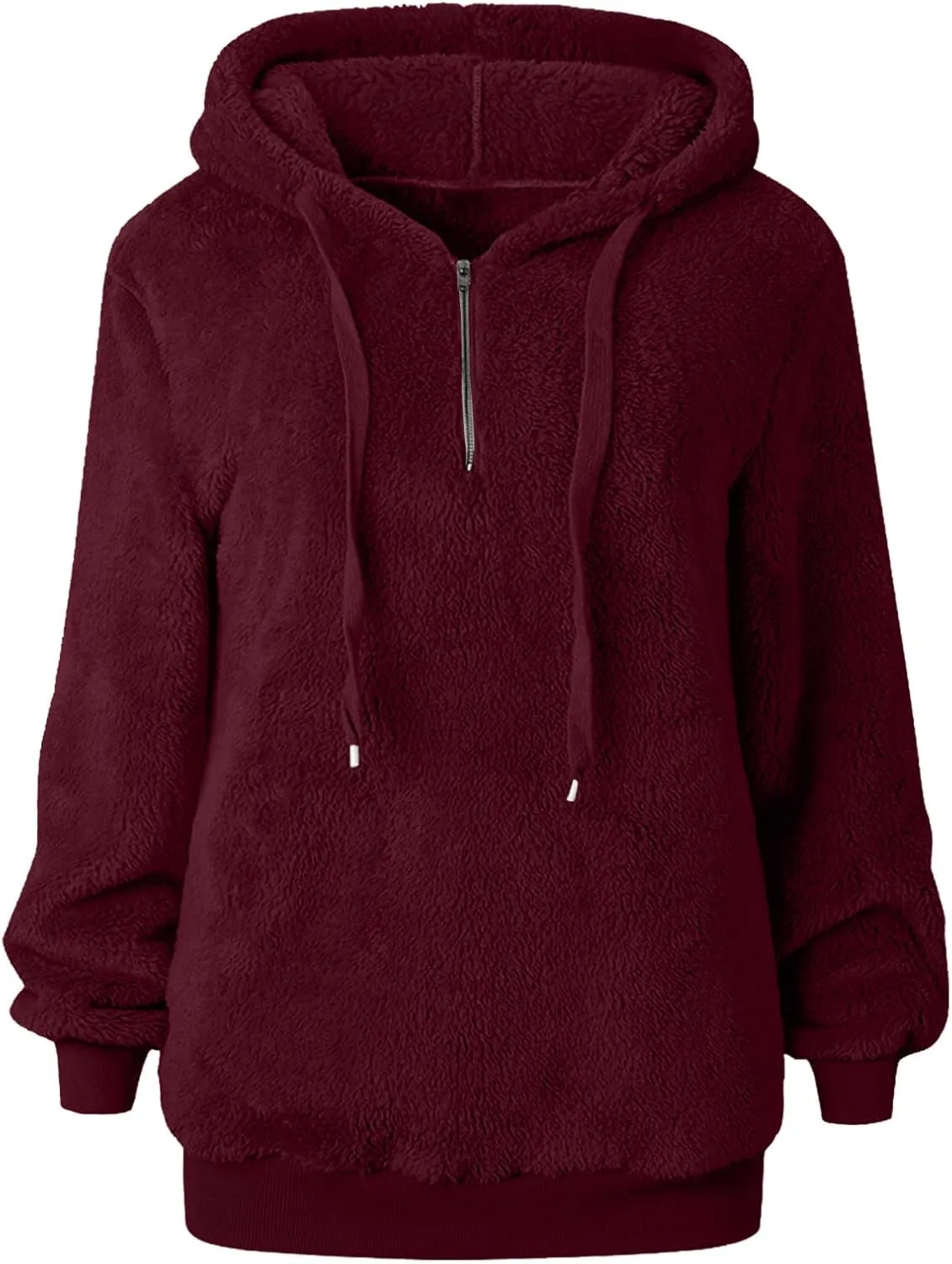 ZYXTIM Womens Cute French Terry Fleece Pullover Hoodie Half Zip Up Baggy Long Sleeve Warm Casual Fall Winter Stylish Tops