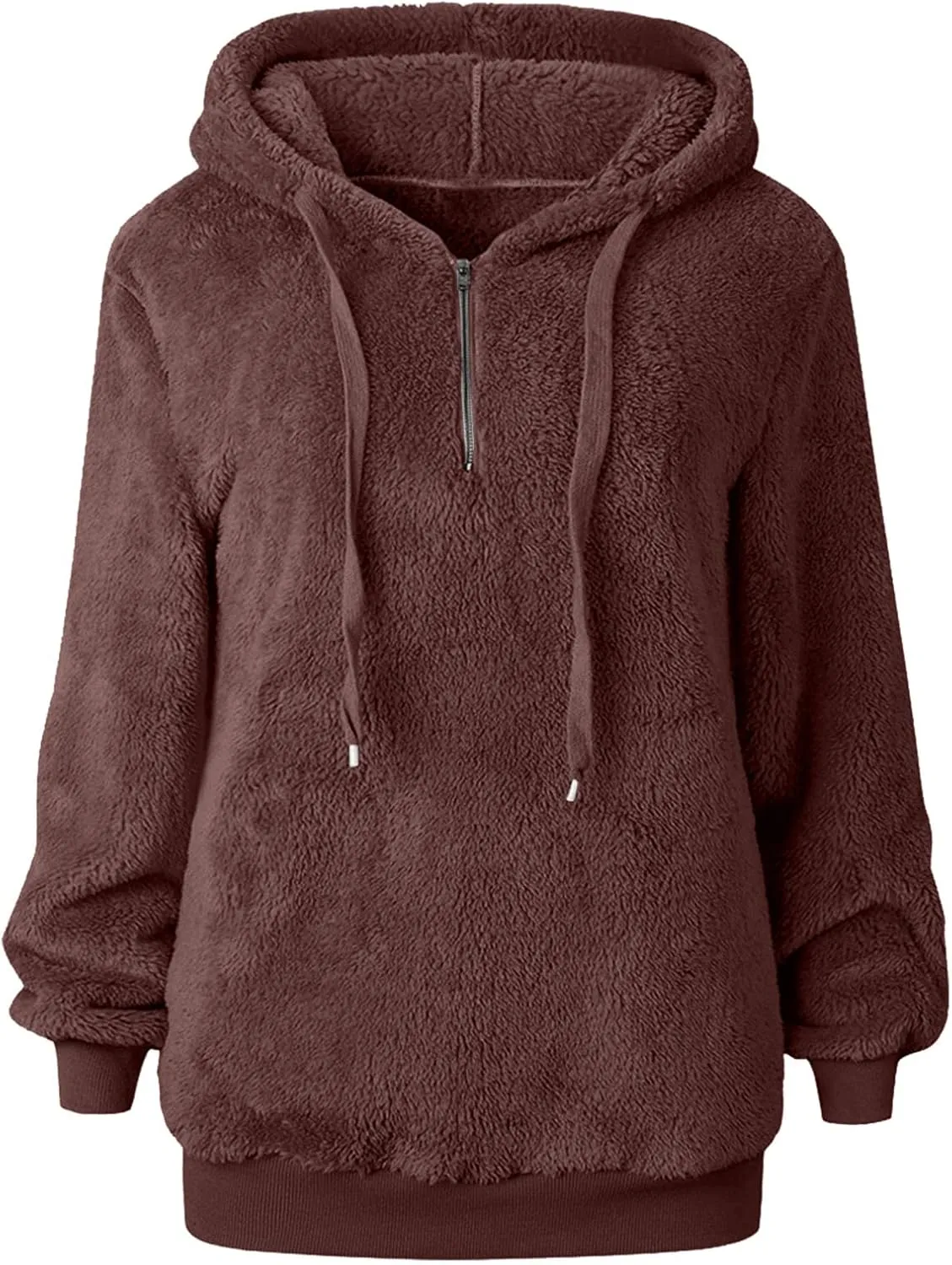 ZYXTIM Womens Cute French Terry Fleece Pullover Hoodie Half Zip Up Baggy Long Sleeve Warm Casual Fall Winter Stylish Tops
