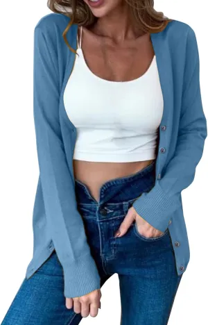 ZYXTIM Womens Lightwieght Sweater Cardigan Open Front Button Down Cable Knit Soft Casual Fall Cardigans Chunky Outwear Coats