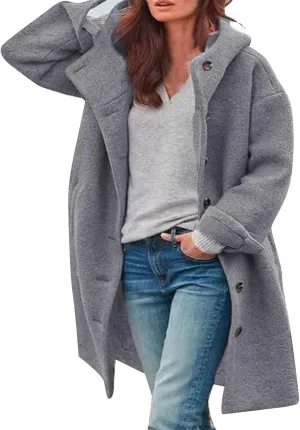 ZYXTIM Womens Winter Fashion Outdoor Warm Wool Blended Classic Pea Coat Jacket Plsu Size Button Down Thermal Casual Cardigan