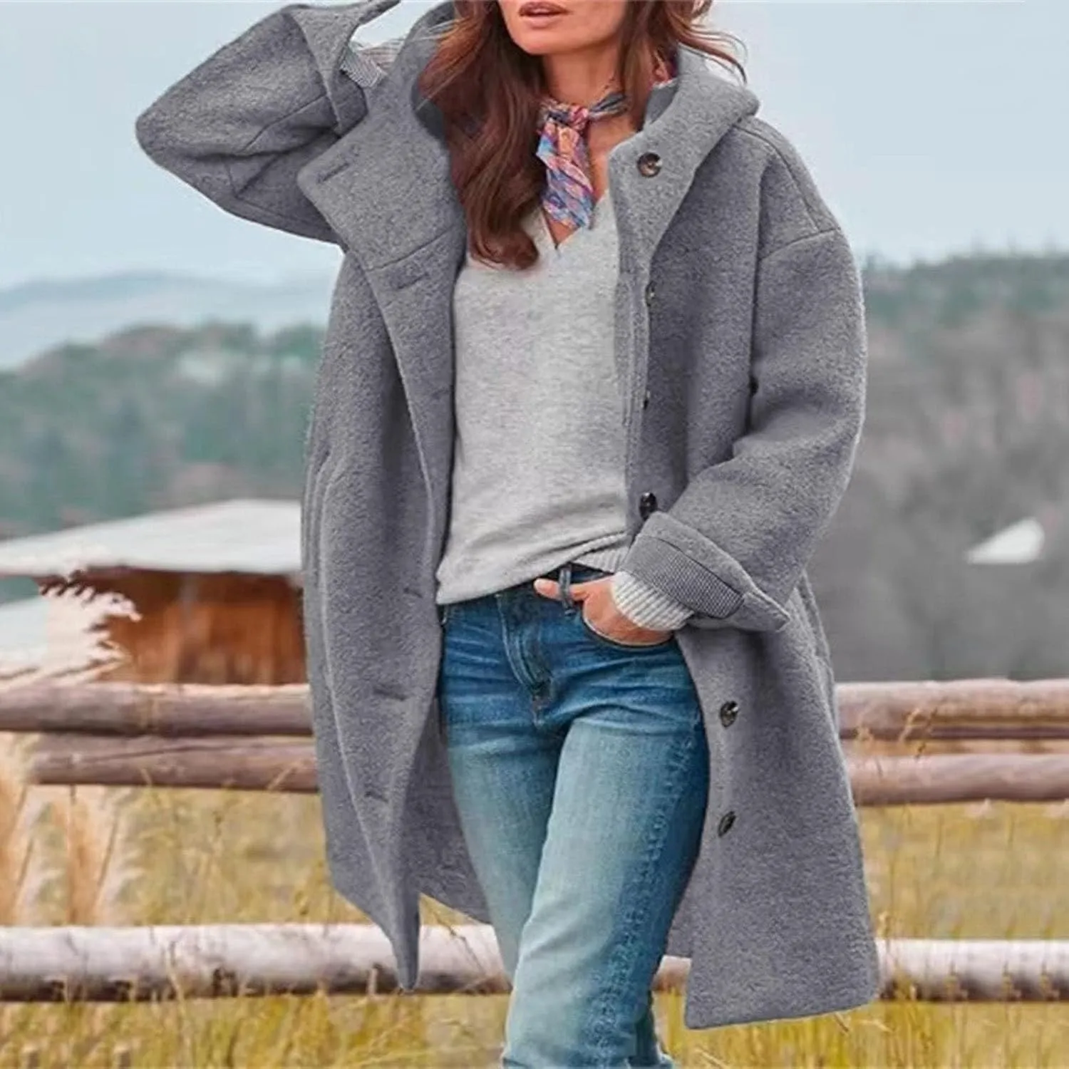 ZYXTIM Womens Winter Fashion Outdoor Warm Wool Blended Classic Pea Coat Jacket Plsu Size Button Down Thermal Casual Cardigan